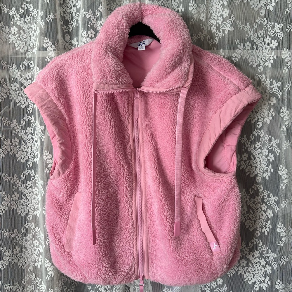 Pink Sherpa & Puffer Mix Zip-Up Vest